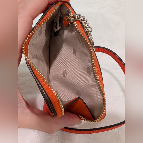 Kate Spade Leila Small Cardholder Wristlet Coral Buds Orange Keychain Coin Purse - Picture 13 of 14